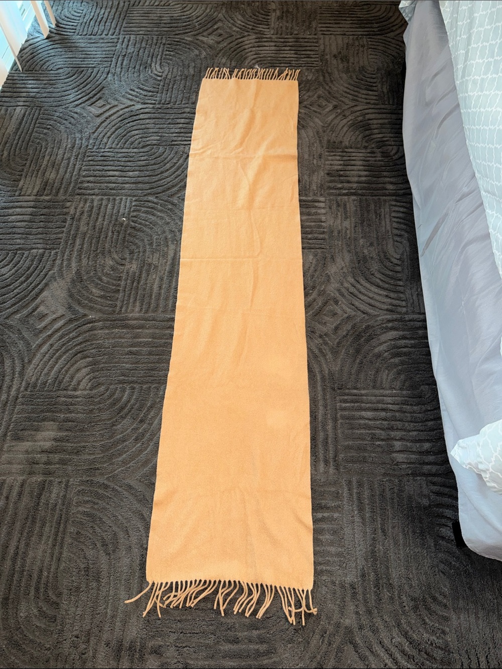 Soft Fringe Long Scarf in Light Camel